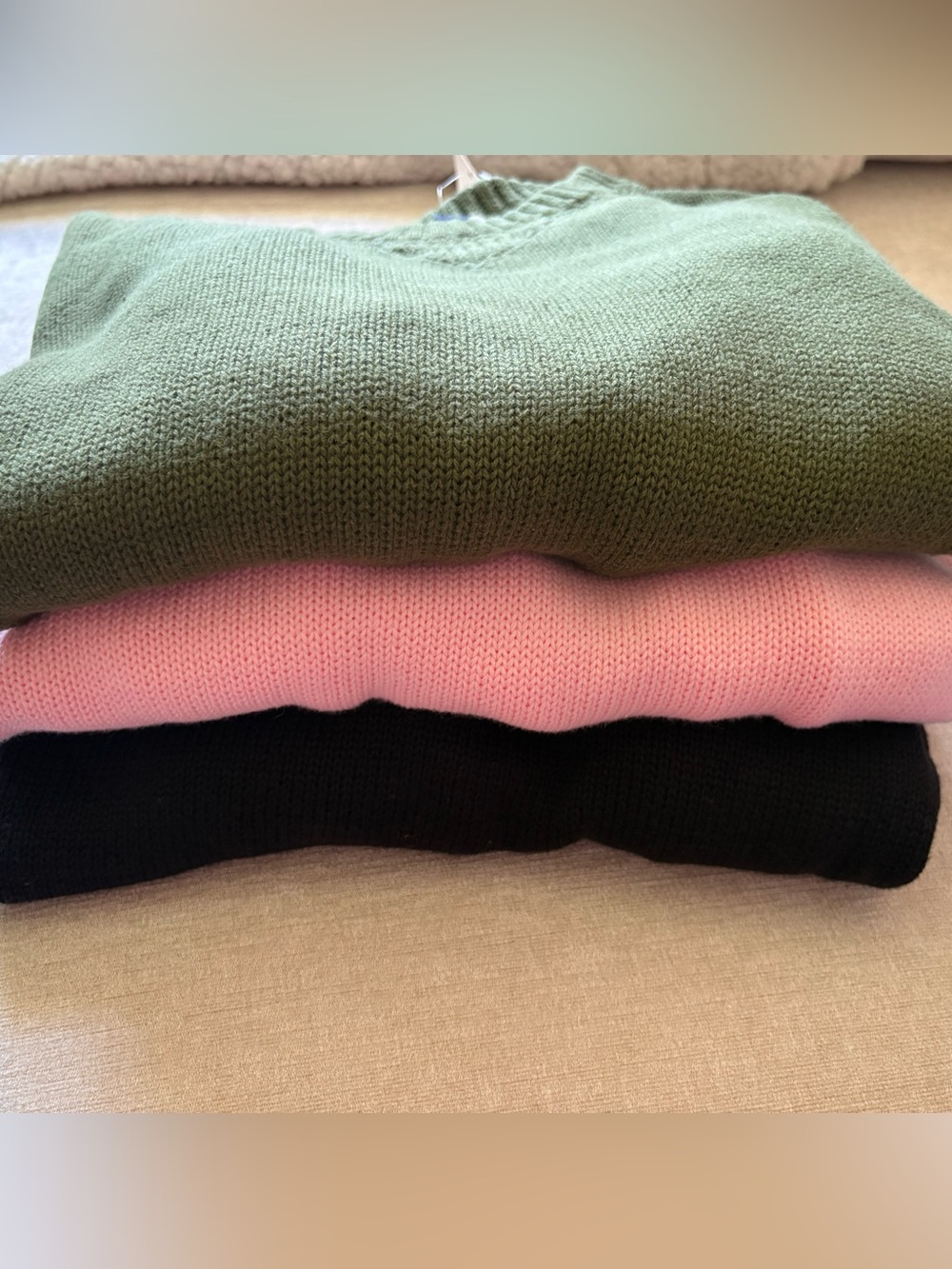 3 pack Women's Crewneck Sweaters (Medium)- Olive, Pink, Black